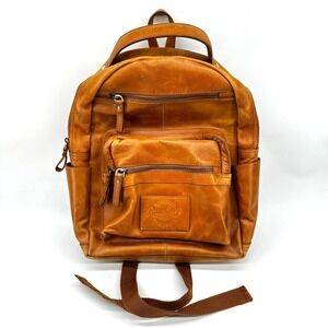 Rawlings Genuine Leather Backpack Brown Vintage Style Carry On Daypack